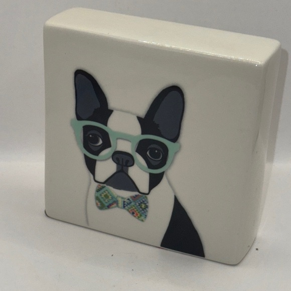 Other - Stylish Dog Ceramic Decor with Glasses
